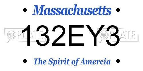 132EY3 Massachusetts License Plate