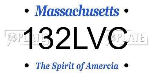 132LVC Massachusetts License Plate