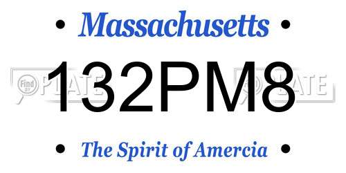132PM8 Massachusetts License Plate