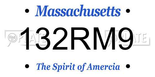 132RM9 Massachusetts License Plate