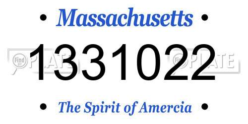 1331022 Massachusetts License Plate