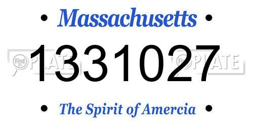 1331027 Massachusetts License Plate