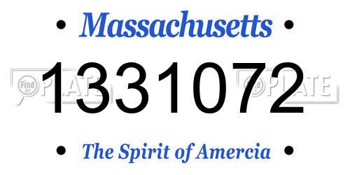 1331072 Massachusetts License Plate