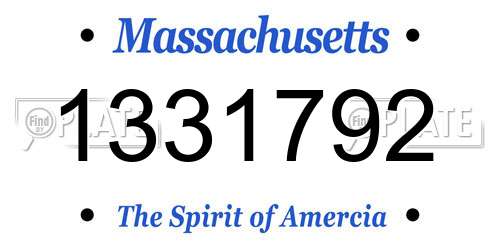 1331792 Massachusetts License Plate