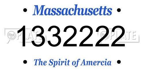 1332222 Massachusetts License Plate