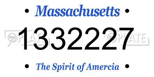 1332227 Massachusetts License Plate