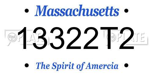 13322T2 Massachusetts License Plate