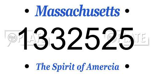 1332525 Massachusetts License Plate