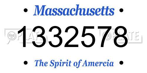 1332578 Massachusetts License Plate