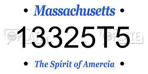 13325T5 Massachusetts License Plate