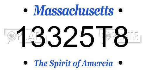 13325T8 Massachusetts License Plate