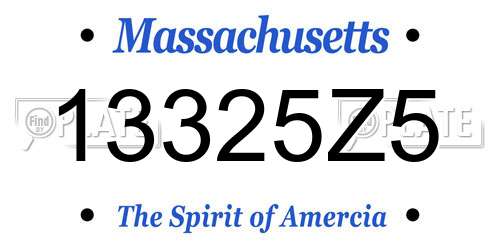 13325Z5 Massachusetts License Plate