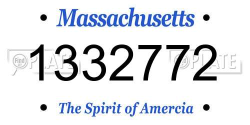 1332772 Massachusetts License Plate