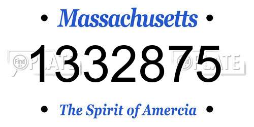 1332875 Massachusetts License Plate