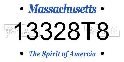 13328T8 Massachusetts License Plate
