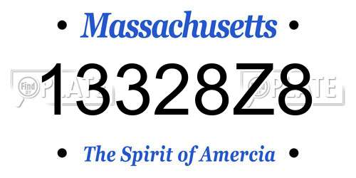 13328Z8 Massachusetts License Plate