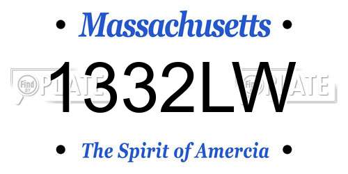 1332LW Massachusetts License Plate