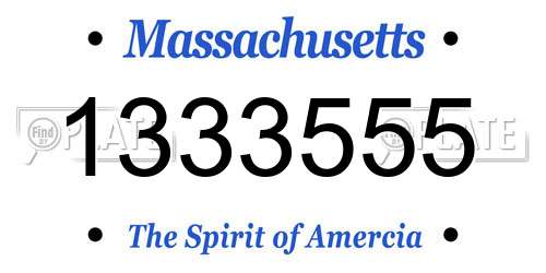 1333555 Massachusetts License Plate