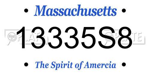 13335S8 Massachusetts License Plate
