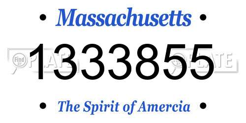 1333855 Massachusetts License Plate