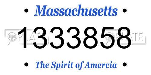 1333858 Massachusetts License Plate