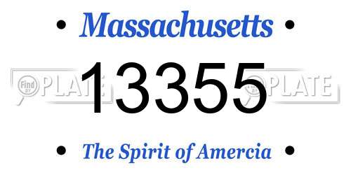 13355 Massachusetts License Plate