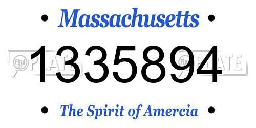 1335894 Massachusetts License Plate