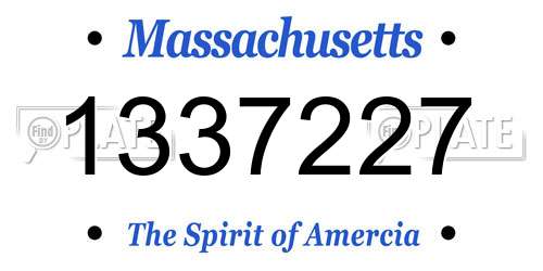 1337227 Massachusetts License Plate