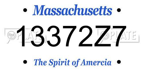 13372Z7 Massachusetts License Plate