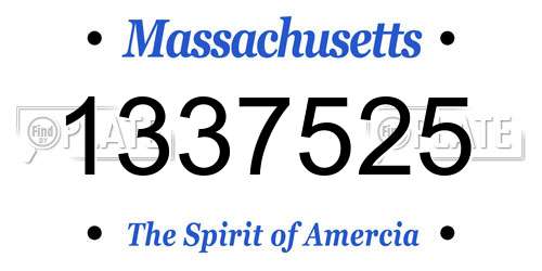 1337525 Massachusetts License Plate