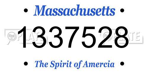 1337528 Massachusetts License Plate