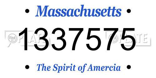 1337575 Massachusetts License Plate