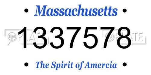 1337578 Massachusetts License Plate