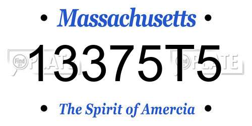 13375T5 Massachusetts License Plate