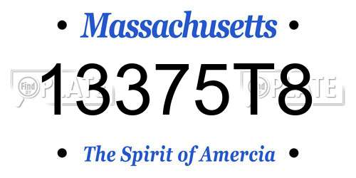 13375T8 Massachusetts License Plate