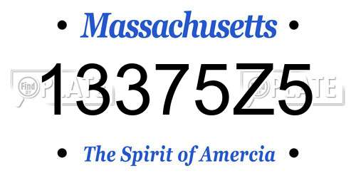 13375Z5 Massachusetts License Plate