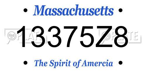 13375Z8 Massachusetts License Plate
