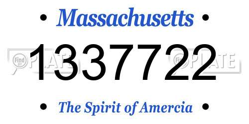 1337722 Massachusetts License Plate