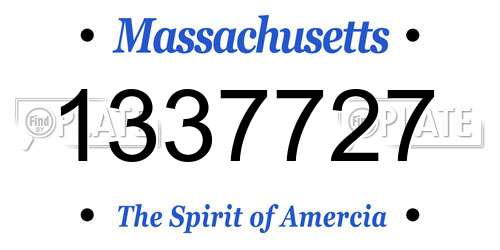 1337727 Massachusetts License Plate