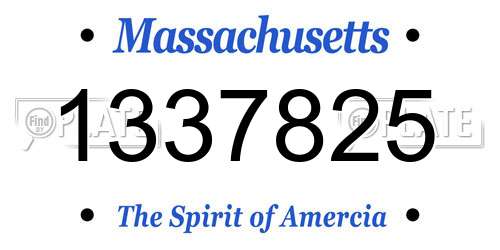 1337825 Massachusetts License Plate