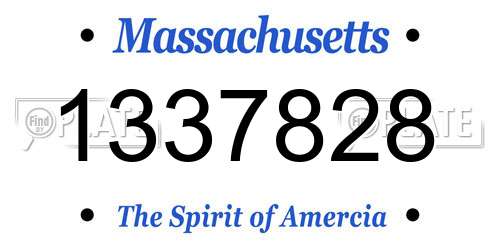 1337828 Massachusetts License Plate