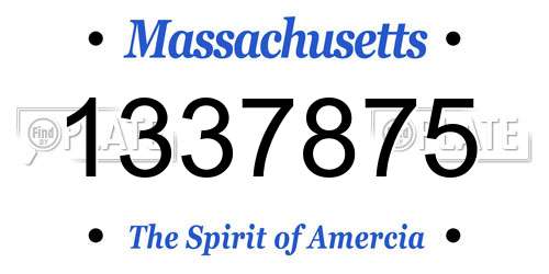 1337875 Massachusetts License Plate