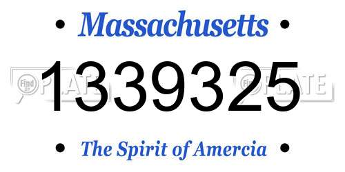 1339325 Massachusetts License Plate