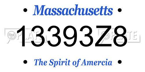 13393Z8 Massachusetts License Plate
