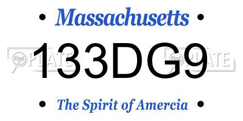 133DG9 Massachusetts License Plate