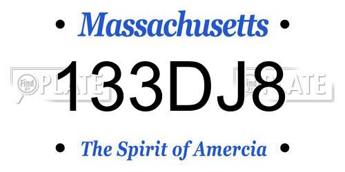 133DJ8 Massachusetts License Plate