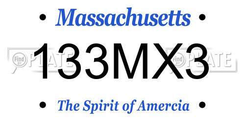 133MX3 Massachusetts License Plate