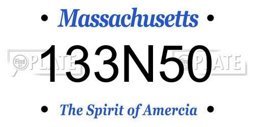 133N50 Massachusetts License Plate