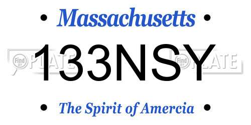 133NSY Massachusetts License Plate