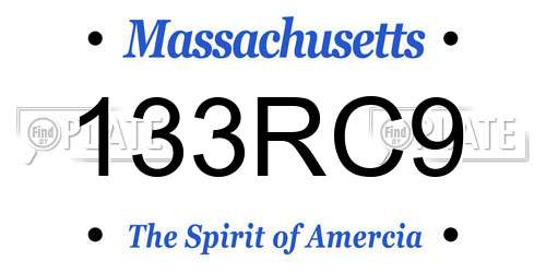 133RC9 Massachusetts License Plate